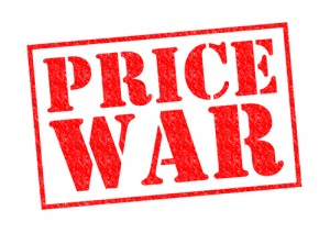 PRICE WAR red Rubber Stamp over a white background.