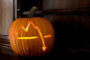 Scary Halloween pumpkin from Wall Street in 2008