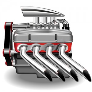 Vector illustration of the engine. Gradient mash.
