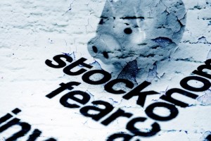 Stock and fear concept on grunge background