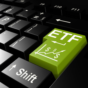 ETF word on the green enter keyboard image with hi-res rendered artwork that could be used for any graphic design.